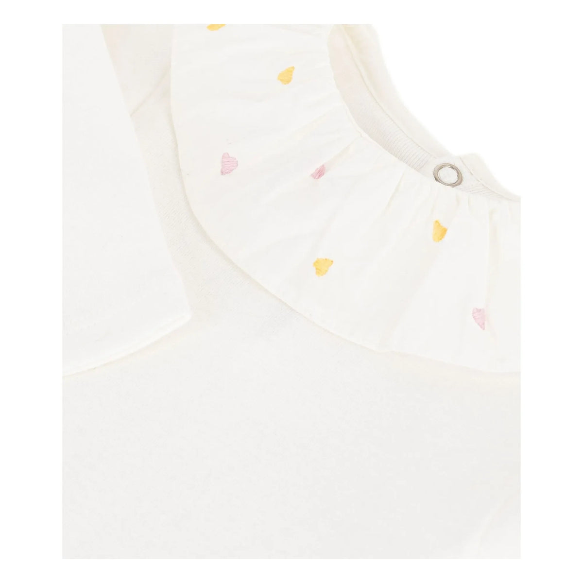 Petit Bateau - Organic Cotton Embroidered Neck Bodysuit | White