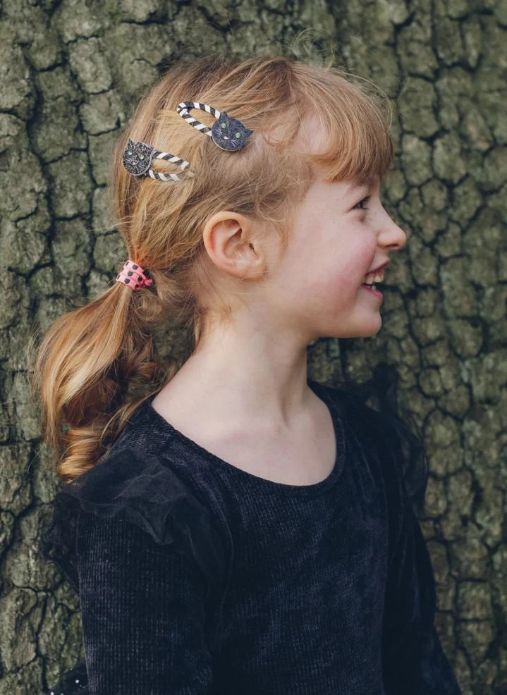 Rockahula Kids - 2 Striped Cat Hair Clip Set | Black