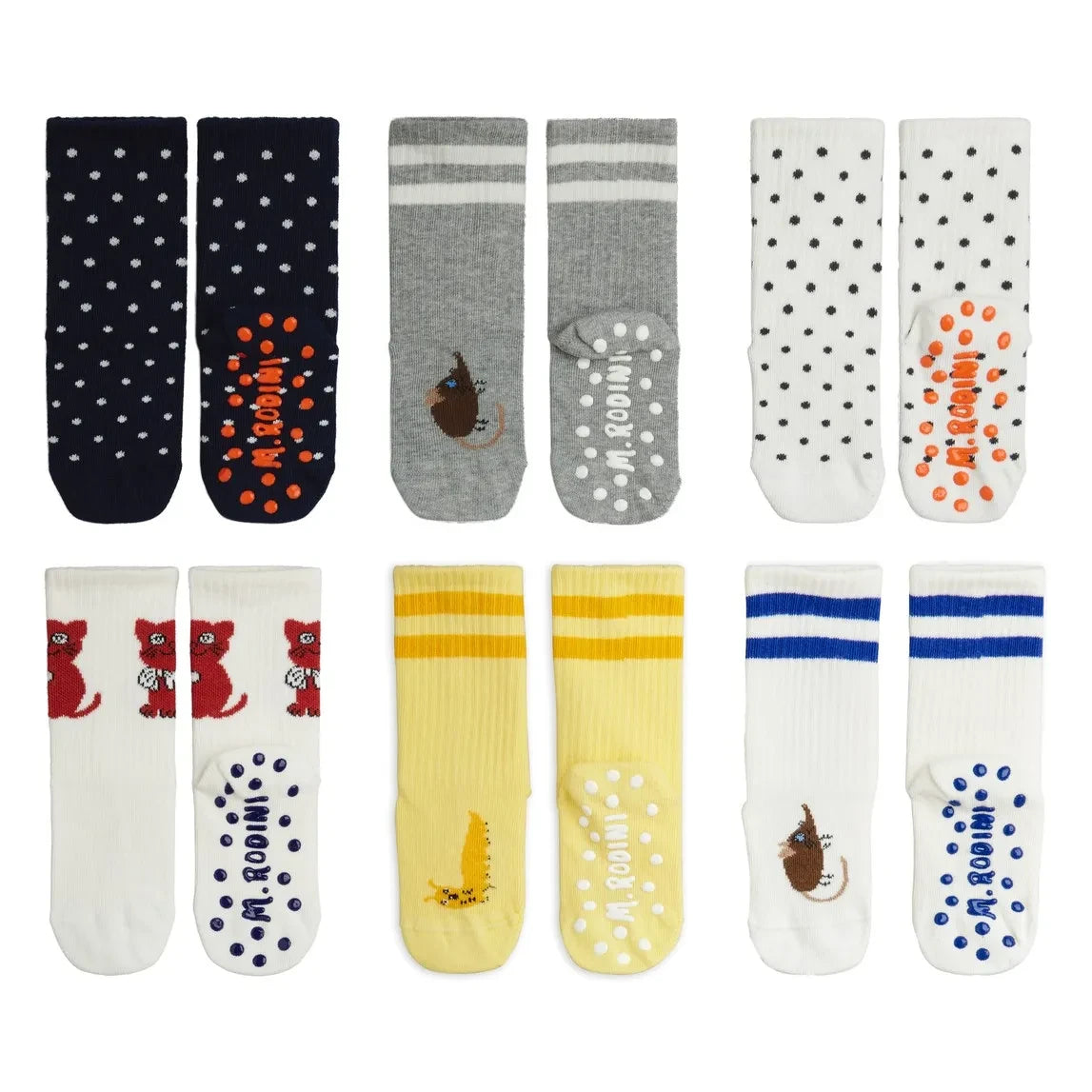 Mini Rodini - 6 Pairs of Organic Cotton Pea Socks Pack | Ecru