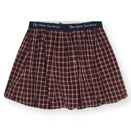 the new society - Orbit Checkered Skirt | Burgundy