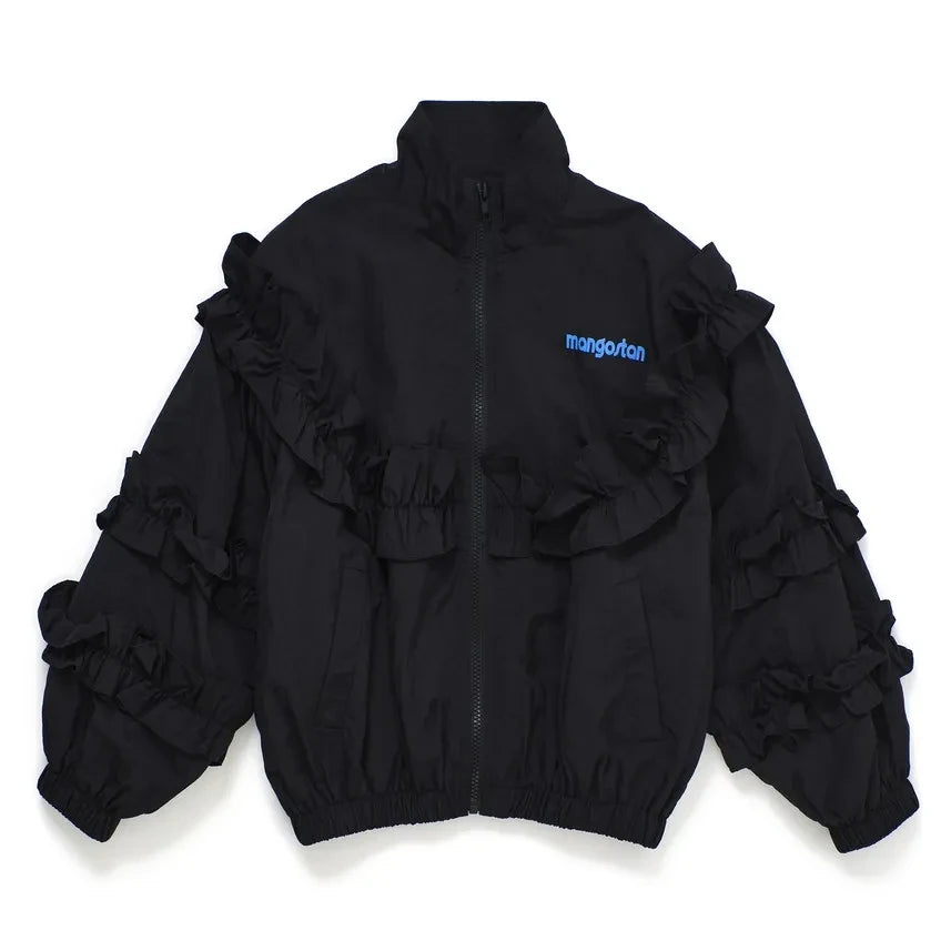 Maison Mangostan - Nylon Ruffled Jacket | Black