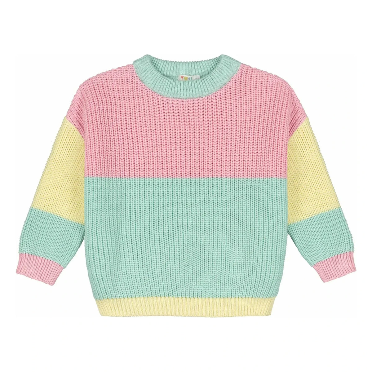 Yuki - Color Block Organic Cotton Sweater | Green Water
