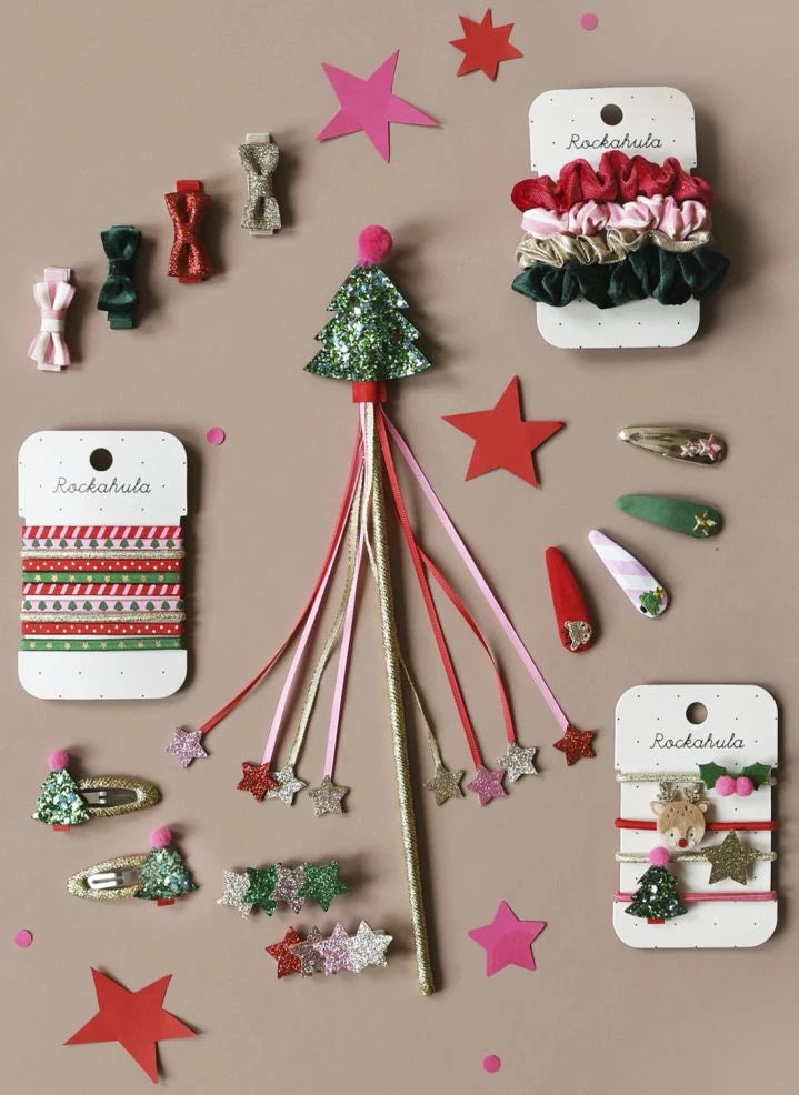 Rockahula Kids - 4-Piece Festive Christmas Hair Clip Set | Green