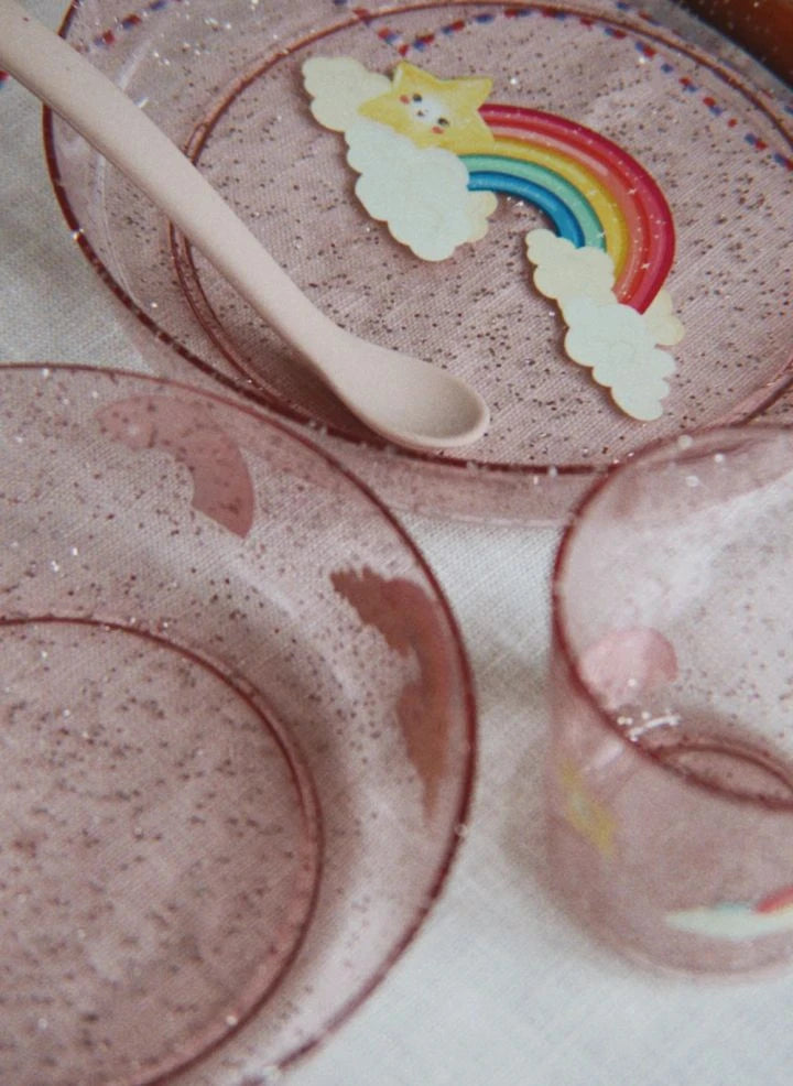 Konges Sløjd - Rainbow Glitter Dinner Set | Pink