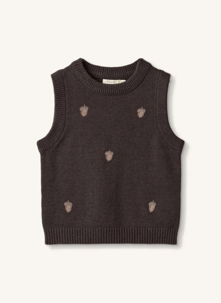 Fliink - Benna Oak Sleeveless Sweater | Brown