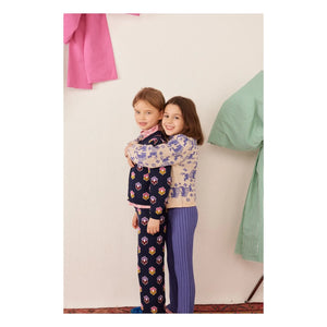 Hello Simone - Mathilda Floral Pattern Knit Pants | Navy