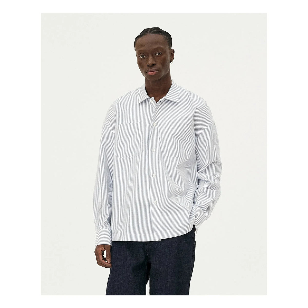 Noyoco - Bora Striped Organic Cotton Shirt | Light Blue
