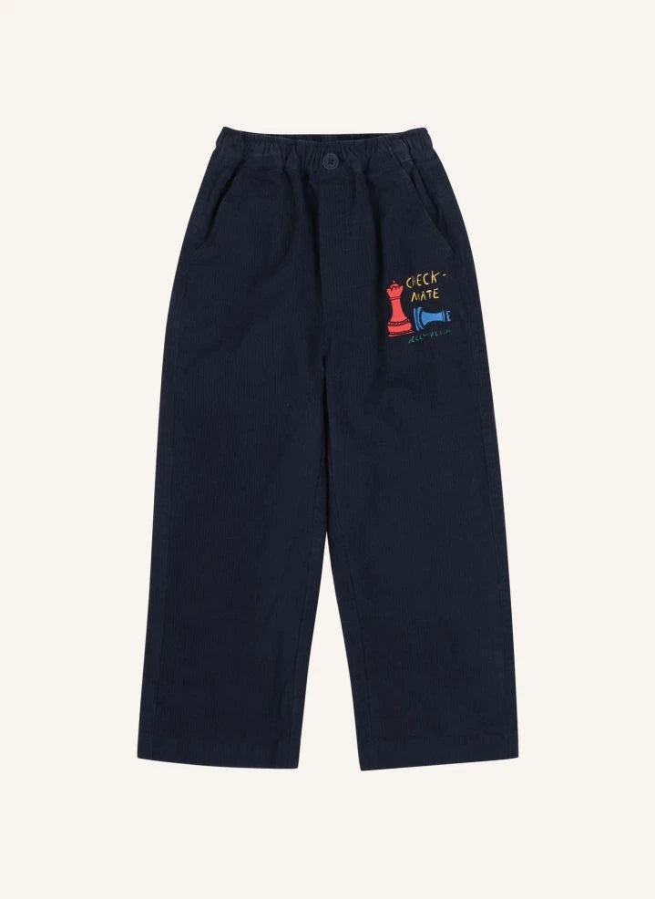 Jelly Mallow - Check Mate Velvet Pants | Navy