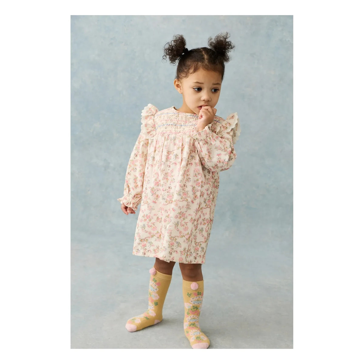 Louise Misha - Floral Organic Cotton Saralou Dress | Cream
