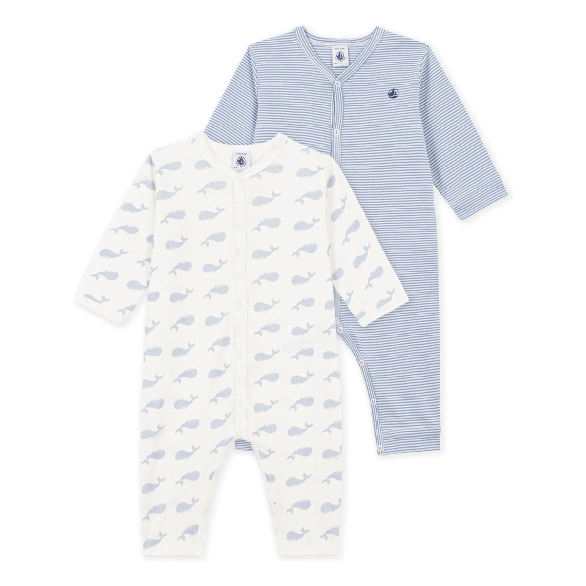 Petit Bateau - 2-piece Dors Bien Baleines Organic Cotton Pajama Set | Blue
