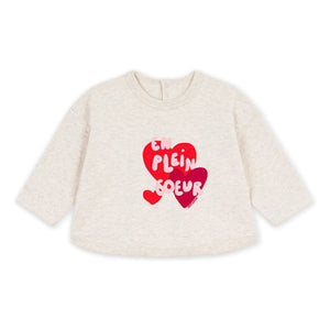 Petit Bateau - En Plein Coeur Baby T-Shirt | Heather Beige