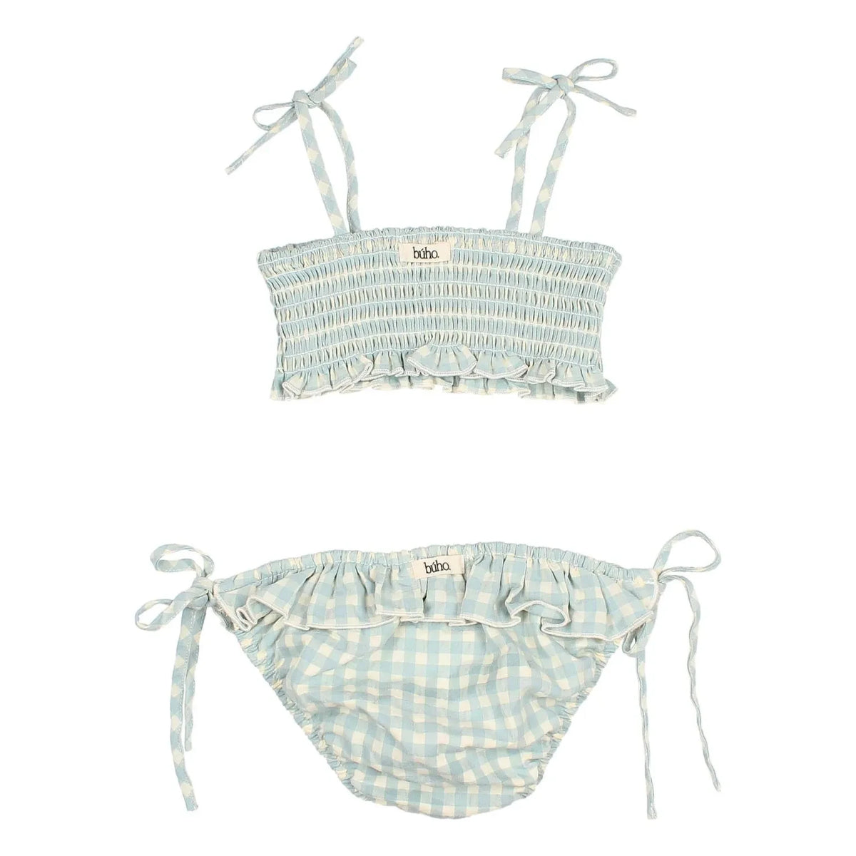 Búho - Vichy Seersucker Organic Cotton Swimsuit | Aqua