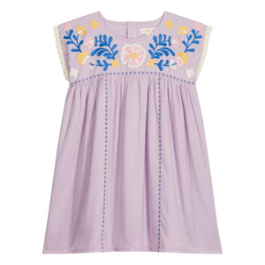 Louise Misha - Talula Embroidered Dress Organic Cotton | Light Purple