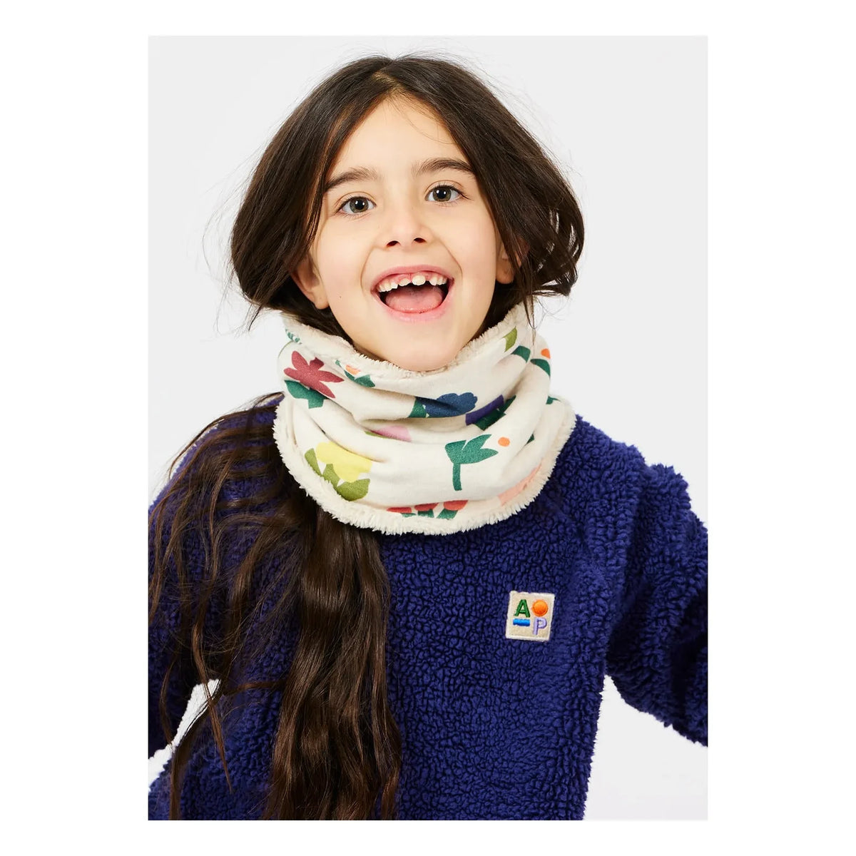 Arsène et Les Pipelettes - Organic Cotton Flower Pattern Neck Warmer | Green
