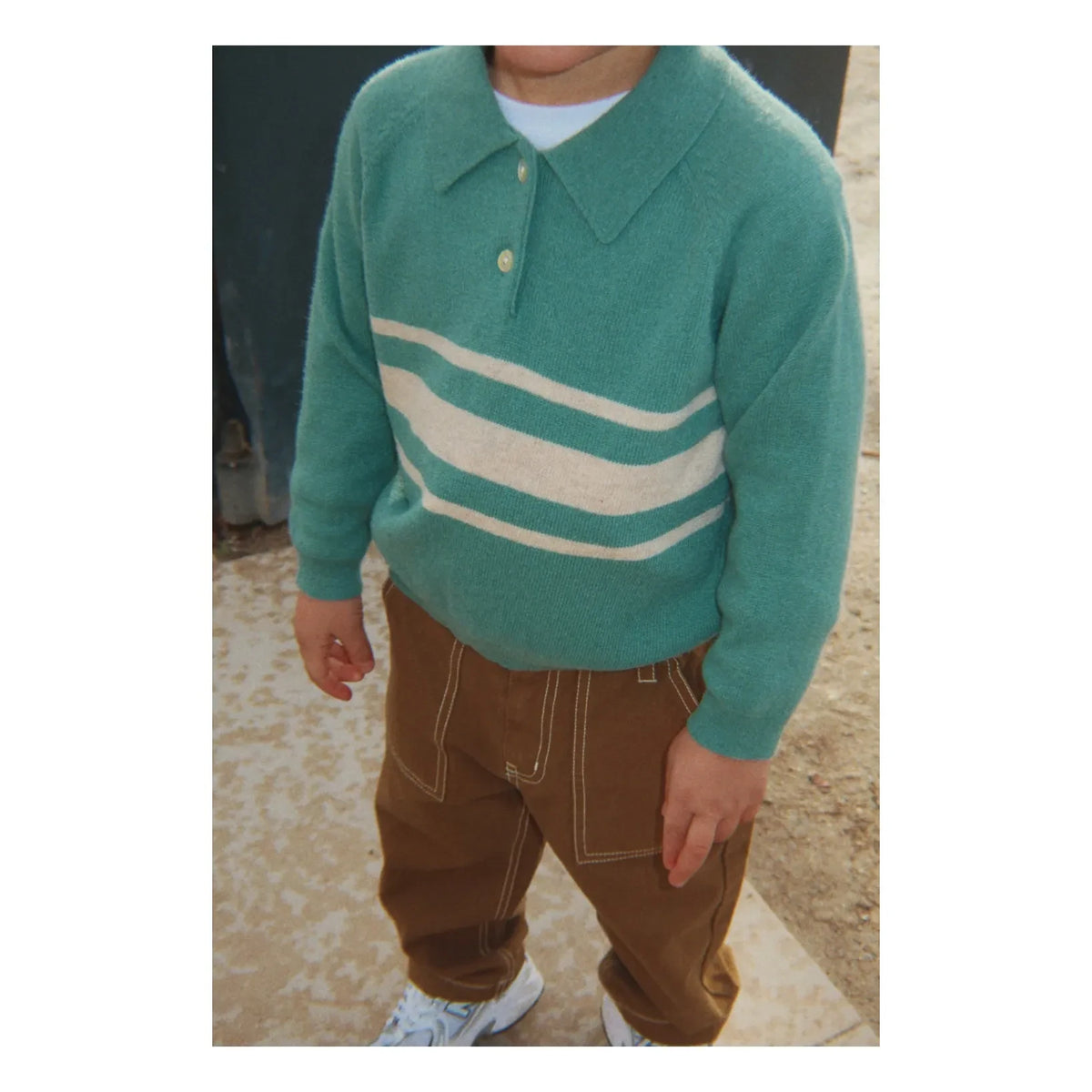 Konges Sløjd - Basi Striped Wool Polo Shirt | Green