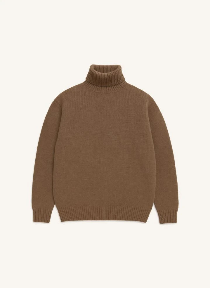 Origin Knitwear - Seamless Wool Turtleneck Sweater | Brown