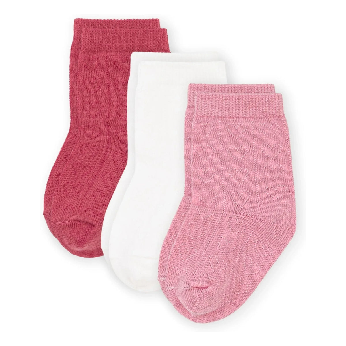 Petit Bateau - Openwork Heart 3 Pair Sock Set | Pink