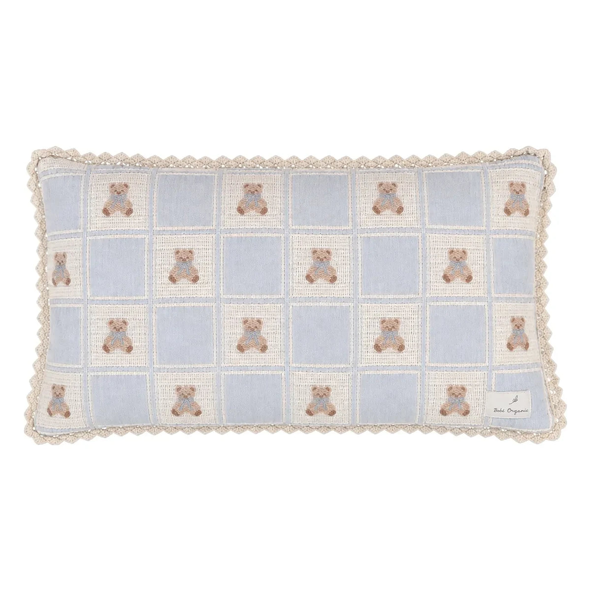 Bebe Organic - Blue Teddy Patchwork Pillowcase