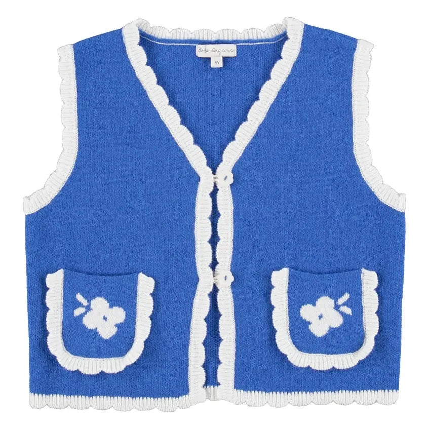 Bebe Organic - Cosette Sleeveless Wool Cardigan | Blue