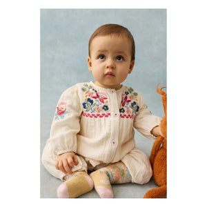 Louise Misha - Idria organic cotton gauze romper | Cream