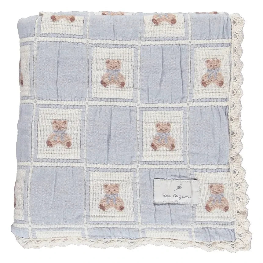 Bebe Organic - Organic Cotton Teddy Blanket | Blue