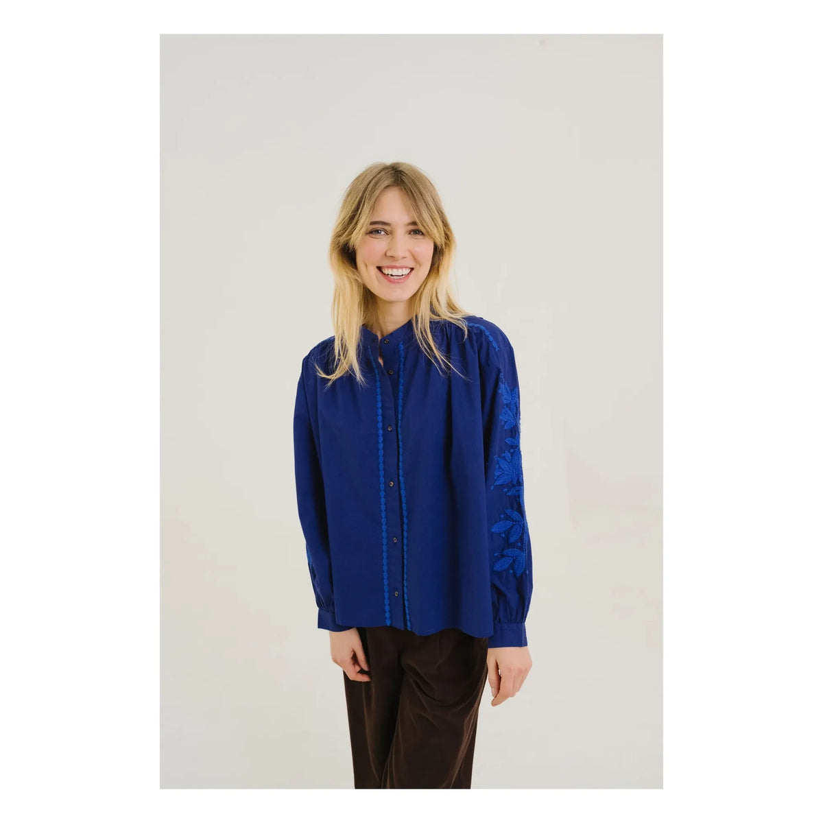 Sacrécoeur - Ella Calypso Embroidered Blouse | Blue