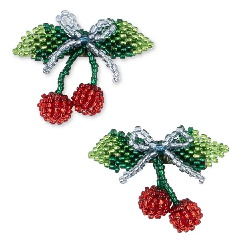 Konges Sløjd - 2-Piece Cherry Hair Clip Set | Green