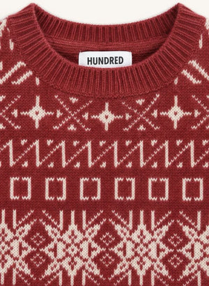Hundred Pieces - Mika Jacquard Merino Wool Sweater | Dark Red