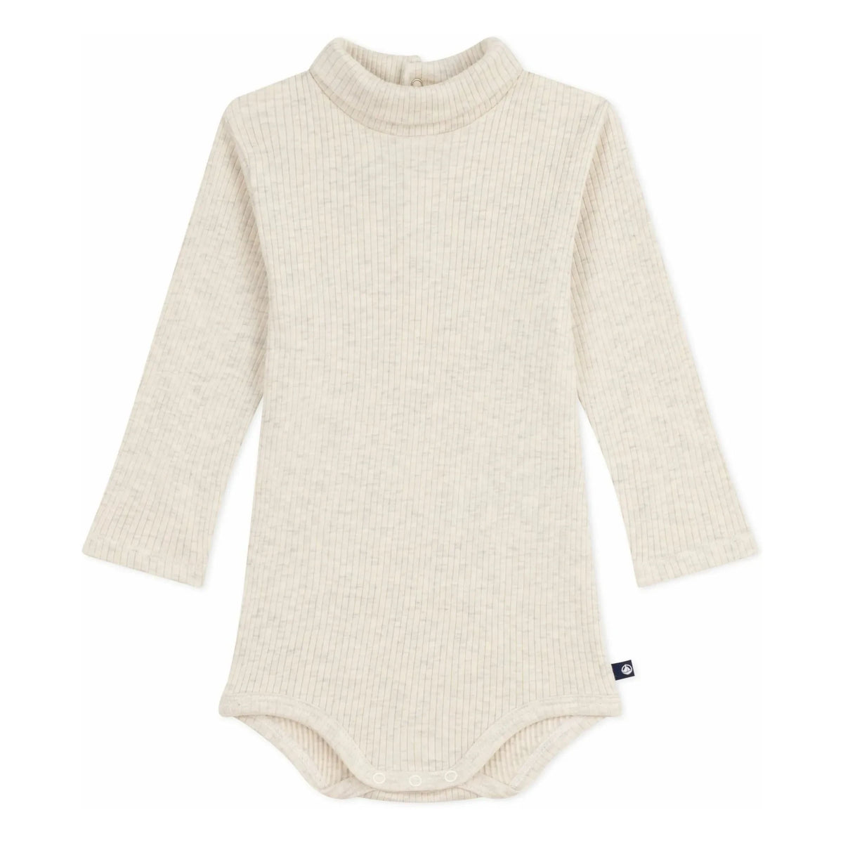 Petit Bateau - Ribbed turtleneck bodysuit | Heather beige