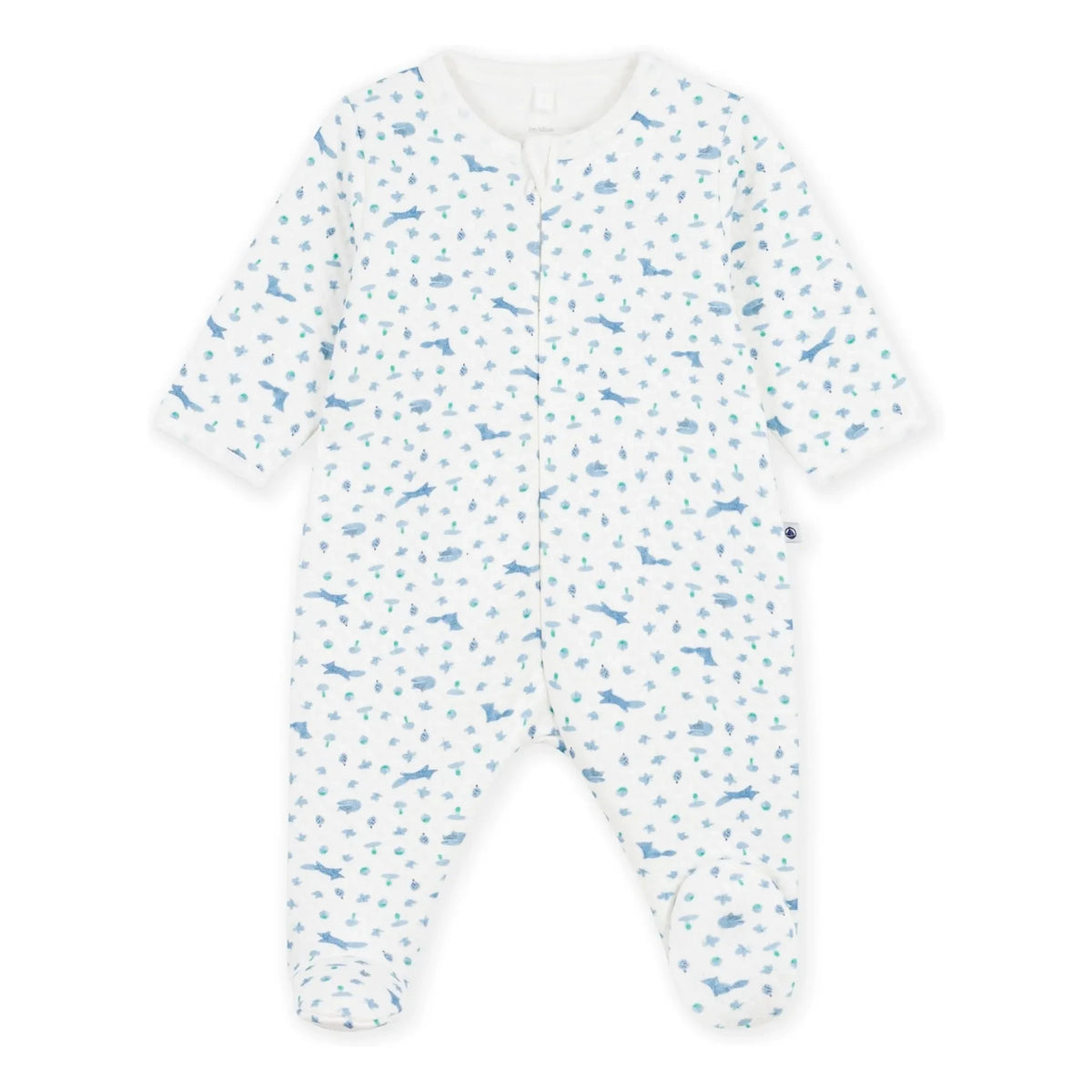 Petit Bateau - Furry Dors Bien Fox Overall Pajamas Organic Cotton | White