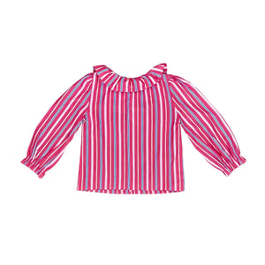 Club Trésor - Striped Pierrot Blouse | Pink