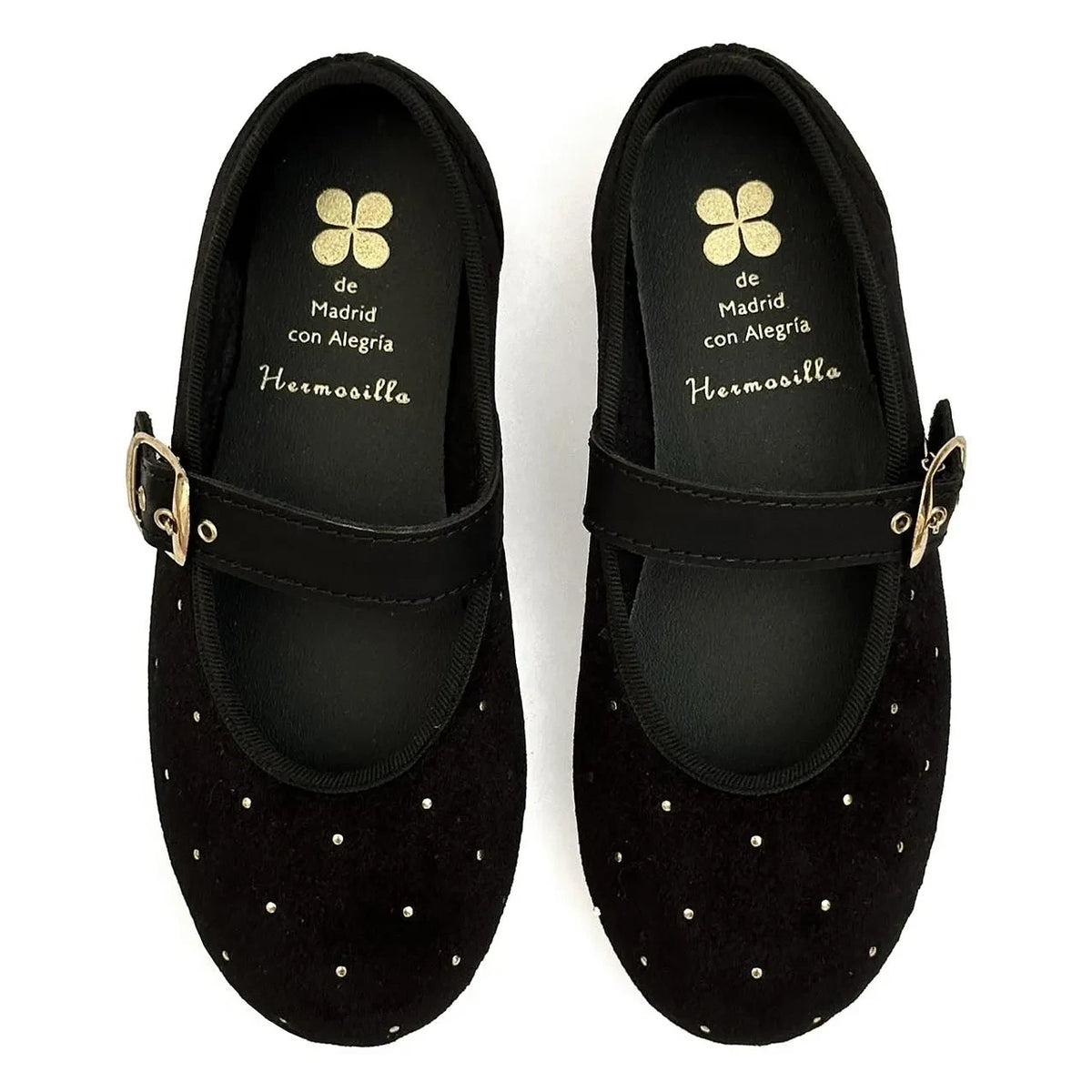 Hermosilla - Palma Velvet Studded Ballet Flats | Black