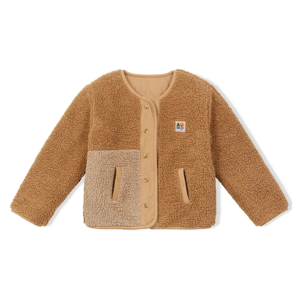 Arsène et Les Pipelettes - Reversible Organic Cotton Sherpa Style Jacket | Camel