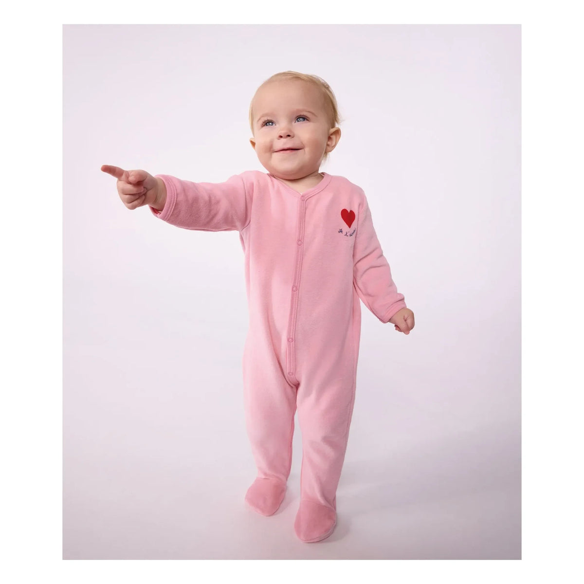 Petit Bateau - Sleep Goodnight Pajama Velvet Heart Organic Cotton | Pink