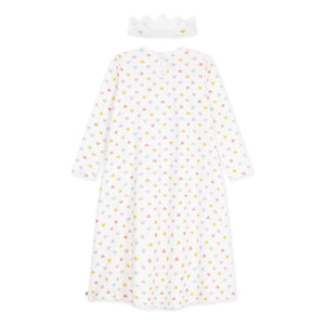 Petit Bateau - Organic Cotton Heart and Crown Nightgown Set | White