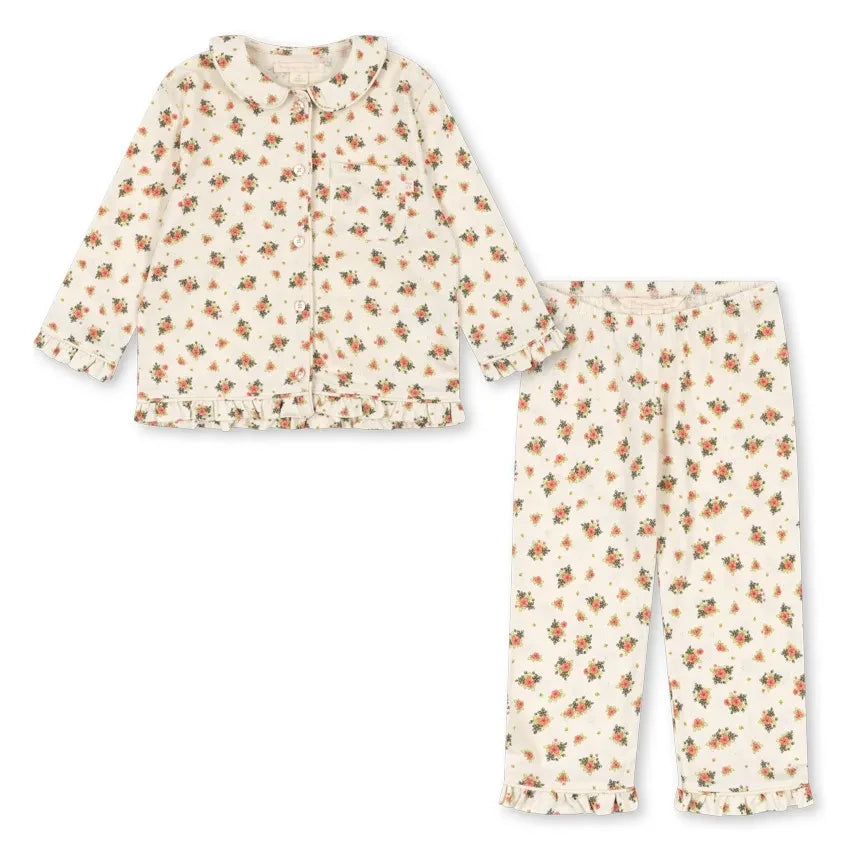Konges Sløjd - Pio Flower Pattern Organic Cotton Pajamas | Ivory