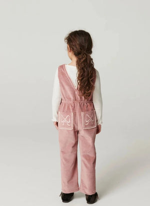 Copenhagen Colors - Organic Cotton Ribbed Velvet Embroidered Jumpsuit | Dusty Pink