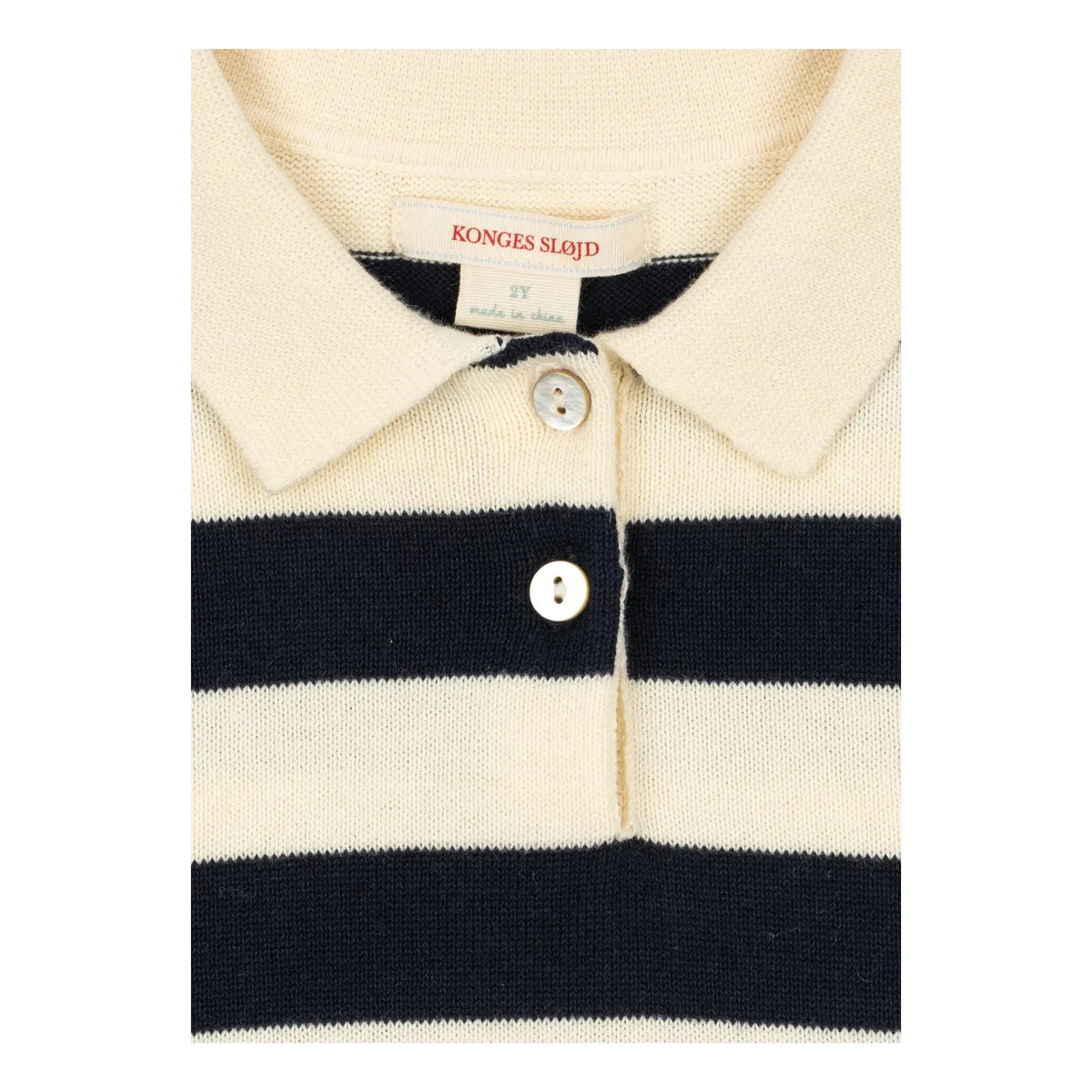 Konges Sløjd - Manis Striped Knit Polo Shirt | Navy