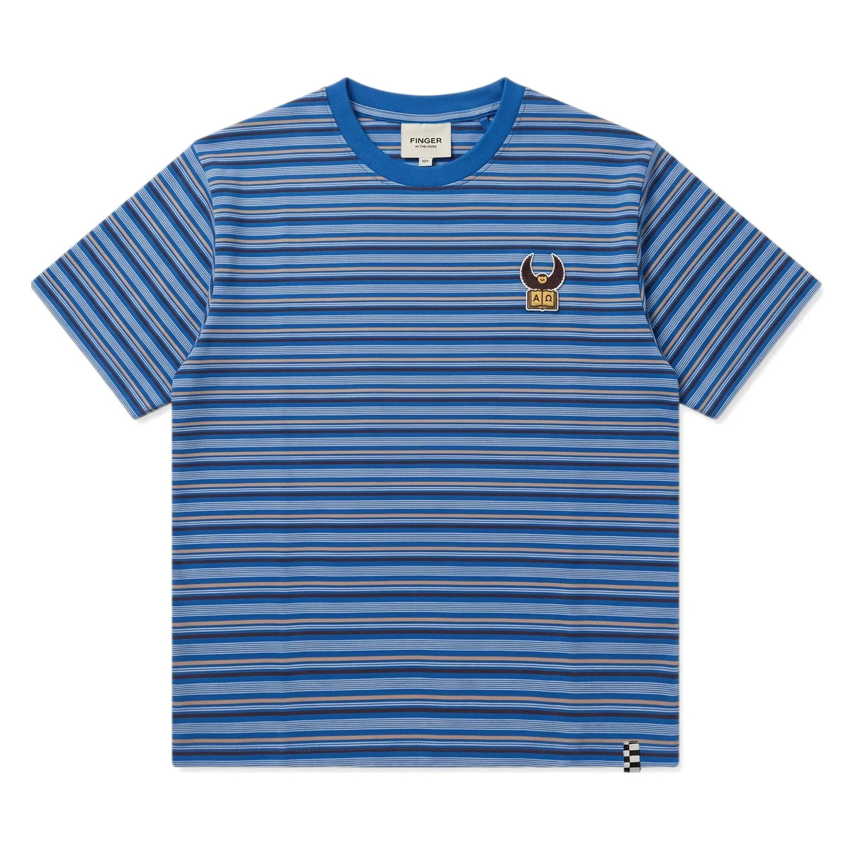 Finger in the nose - Oversize Striped Fleet T-Shirt | Electric Blue