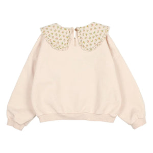 Búho - Organic Cotton Cottage Floral Claudine Collar Sweatshirt | Light Pink