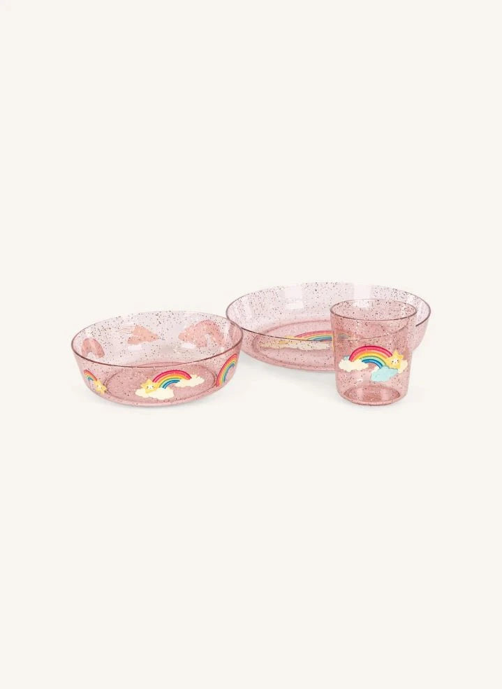 Konges Sløjd - Rainbow Glitter Dinner Set | Pink