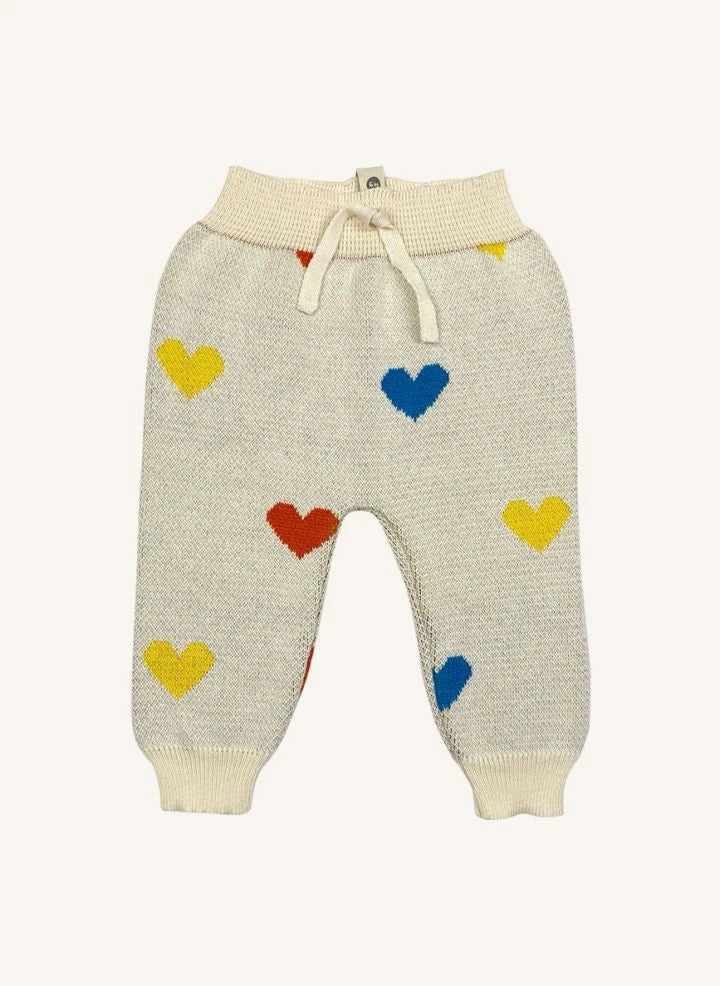 Bayiri - Cute Hearts Organic Cotton Pants | Ecru