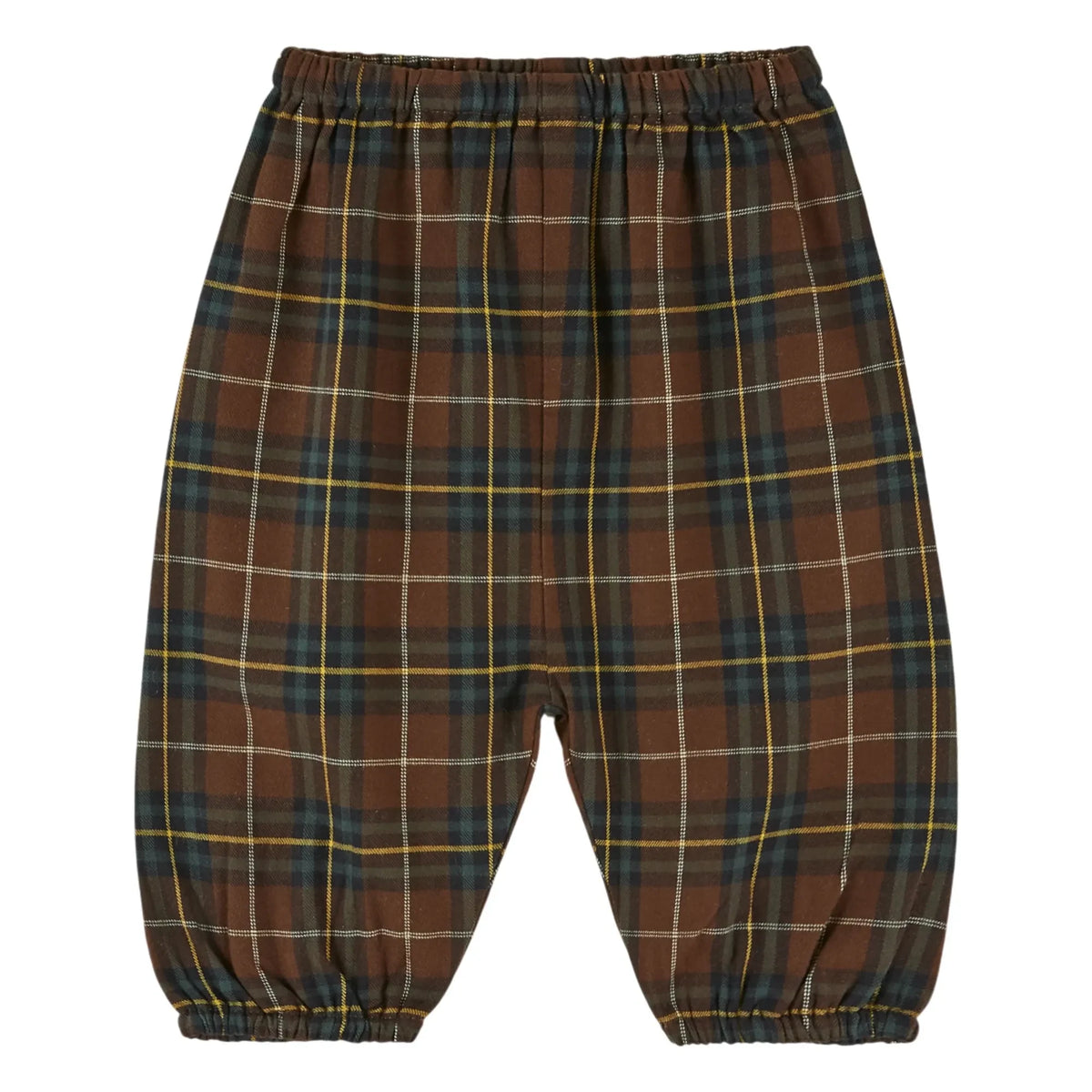 Emile et Ida - Organic Cotton Flannel Checkered Trousers | Brown