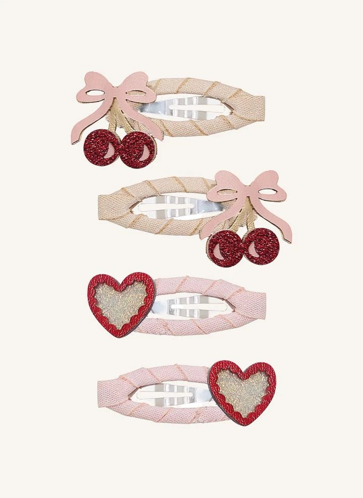 Mimi & Lula - 4-Piece Cherry Hair Clip Set | Light Pink