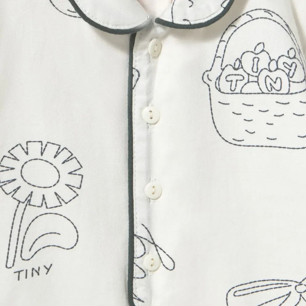 Tinycottons - Mushroom Pattern Onesie Pajama | White