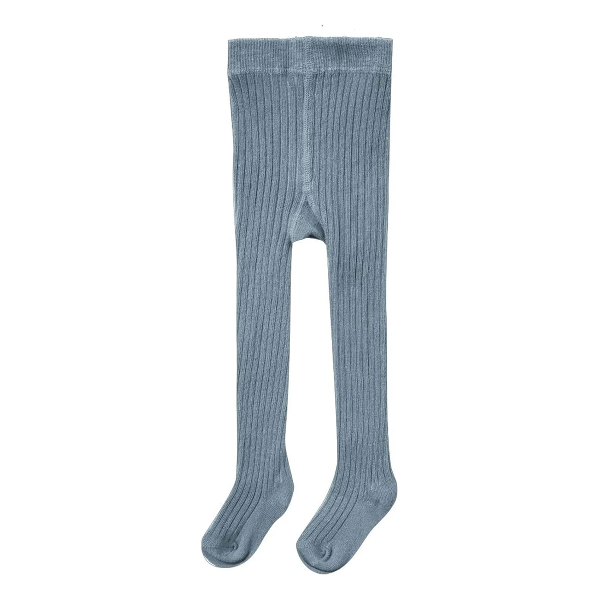 Quincy Mae - Ribbed Organic Cotton Tights | Gray Blue