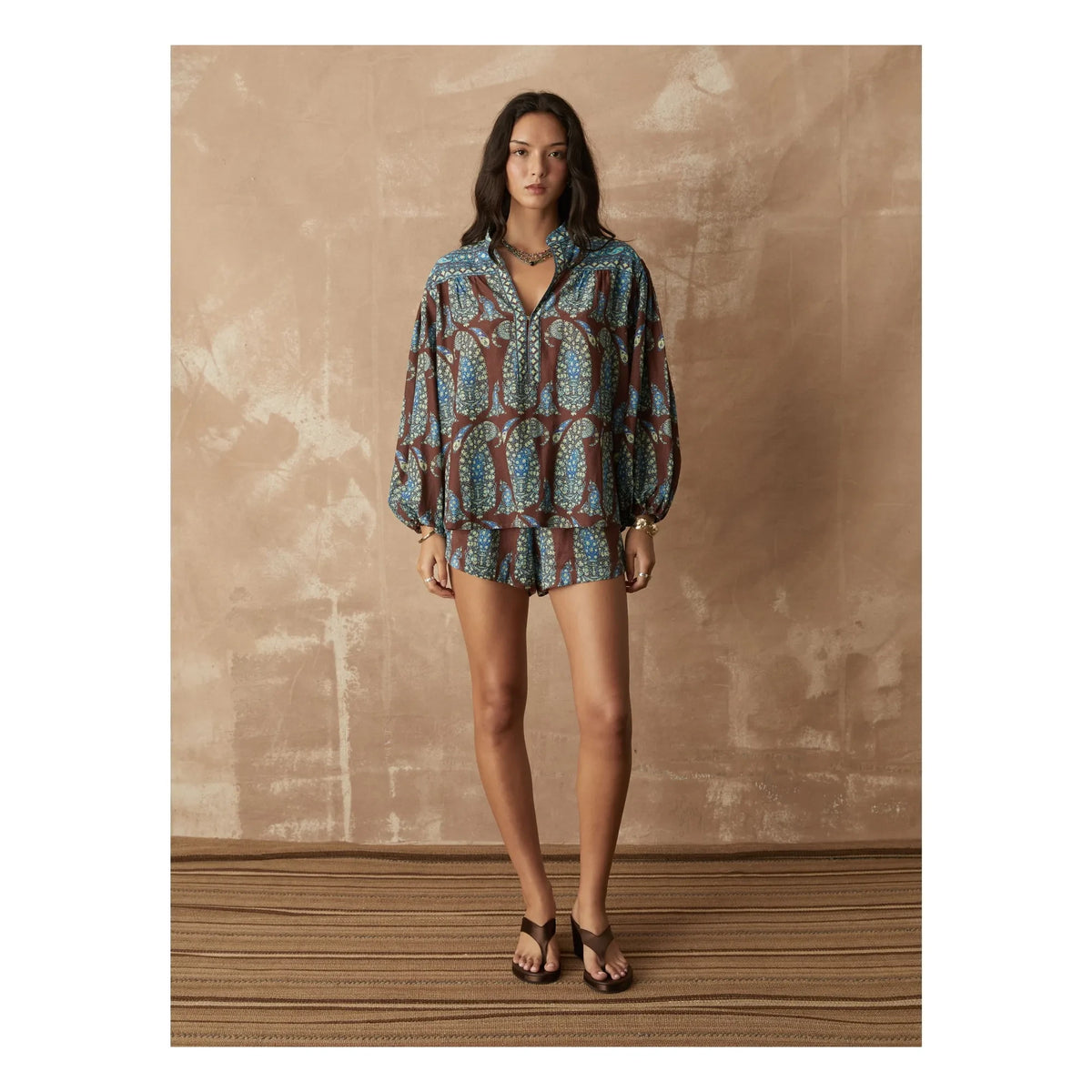 Boteh - Calicio Smock Cotton Blouse | Chocolate