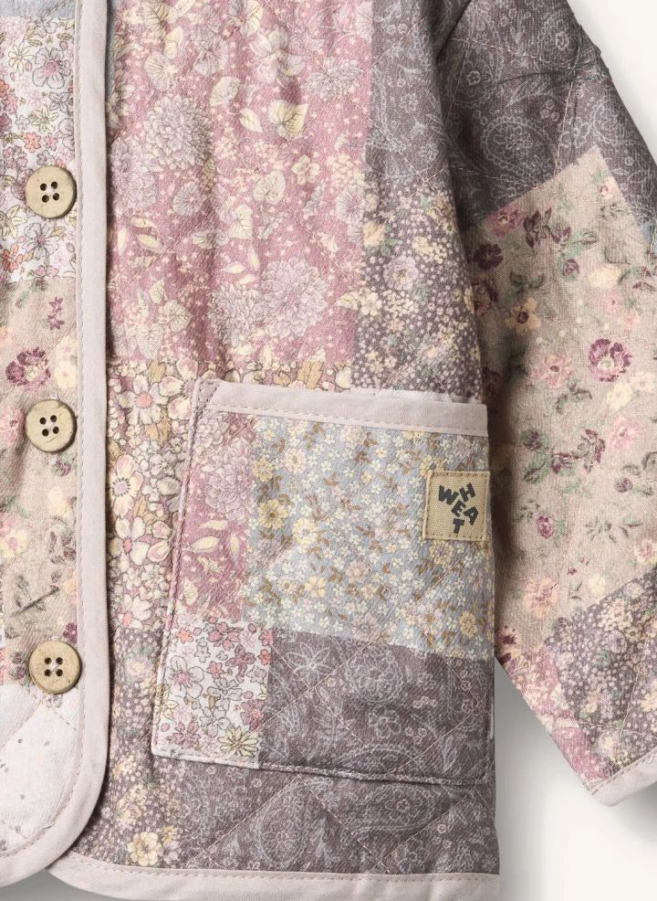 Wheat - Ima Patchwork Organic Cotton Baby Quilted Jacket | Light Powder