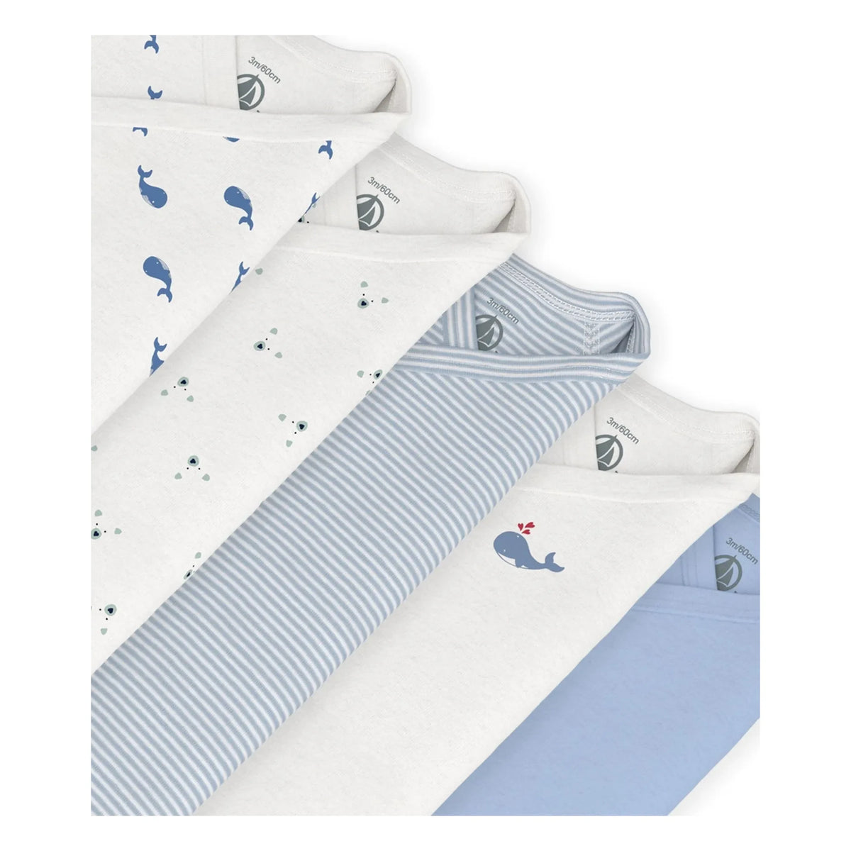 Petit Bateau - 5-Pack Whale Figurine Cross Bags Organic Cotton | Blue