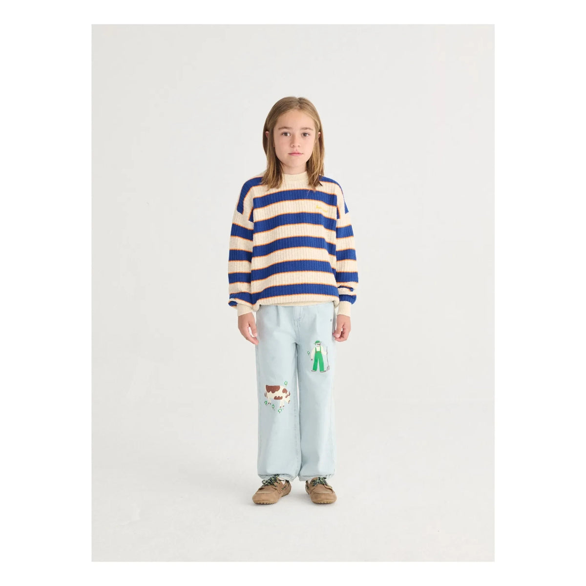 Bobo Choses - Striped Organic Cotton Sweater | Heather Beige